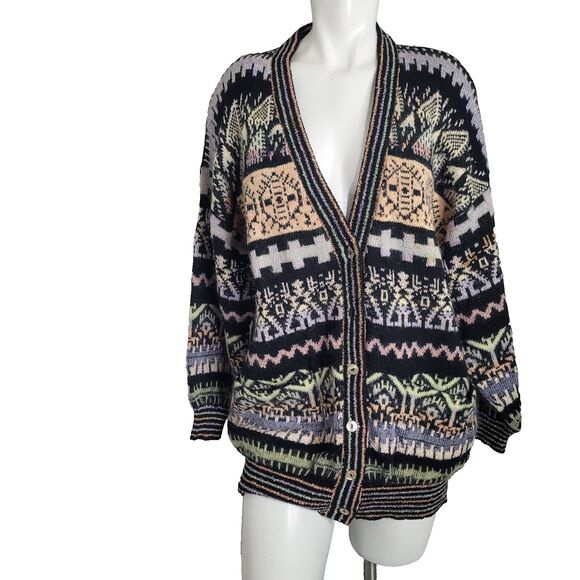 Vintage Brenda French sz 1 Neiman Marcus Hand Loomed Knit wool mohair Cardigan - Picture 1 of 15